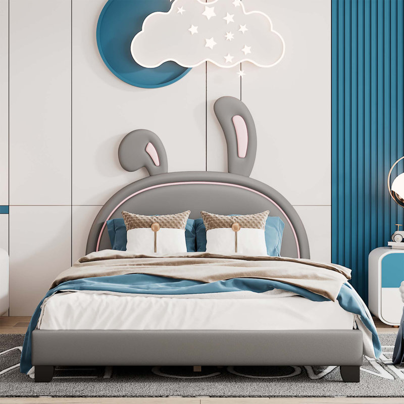 Upholstered PU Leather Platform Bed