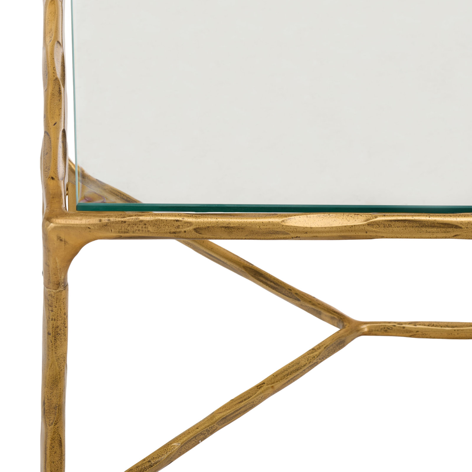 Terenna 40" Glass Coffee Table, Brass