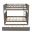 Lit superposé double au-dessus de double avec lit gigogne simple, lit superposé en bois de pin avec garde-corps, gris brossé (ancien SKU: LT000044AAN)