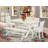 6 Piece Dining Room Table Set Contains a Rectangle Dining Table with X-Legs and 4 Cream Linen Fabric Parson Chairs with a Bench, linen white-85821365-85821368-126725363