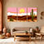 Cactus du désert, coucher de soleil, paysage de cactus, ensemble de 3 reproductions d'art sur toile-1077964262