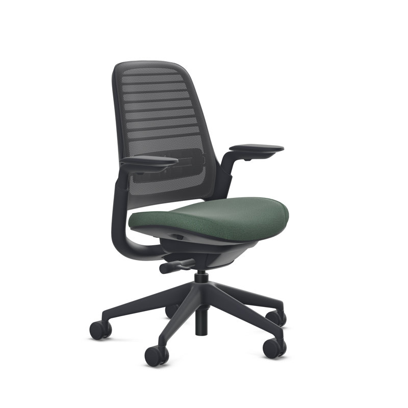 Steelcase Series 1 Task Chair, Oatmeal/Nickel, Black, Hard Floor