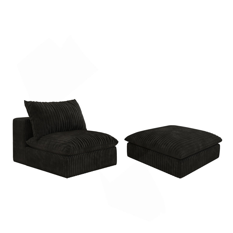 1 siège central + 1 repose-pieds-NOIR, Noir