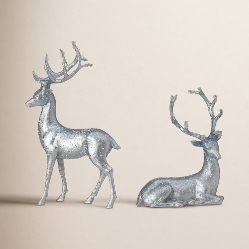 Cerfs d'hiver en résine