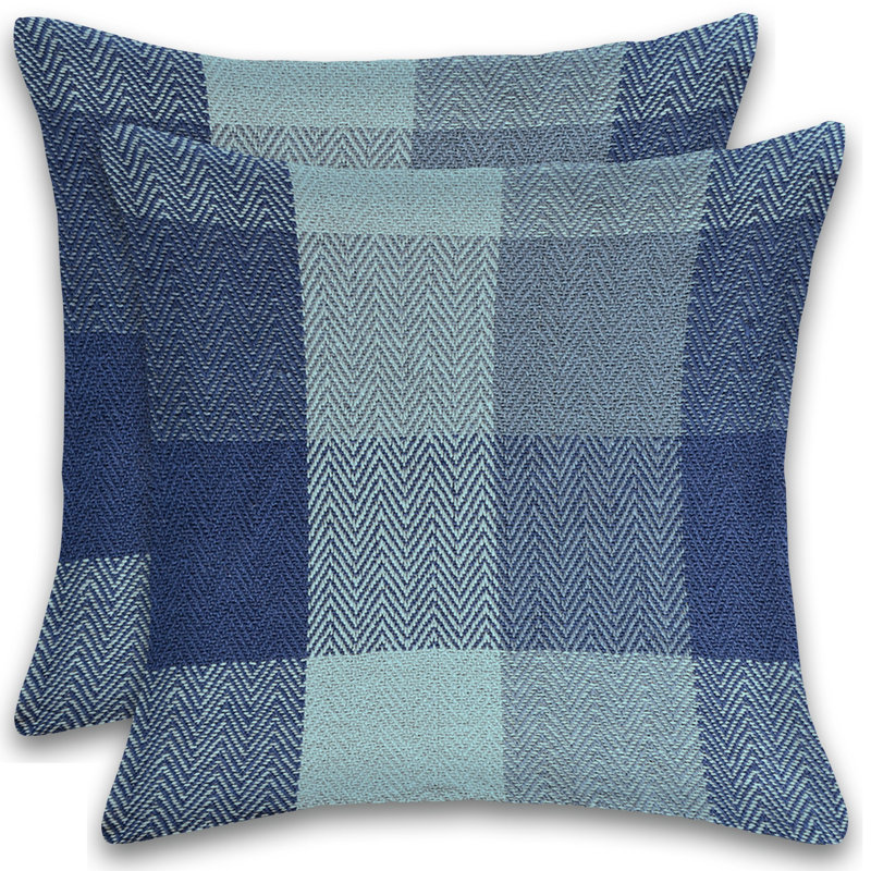 Housse et insert de coussin en coton  Square, Bleu marine