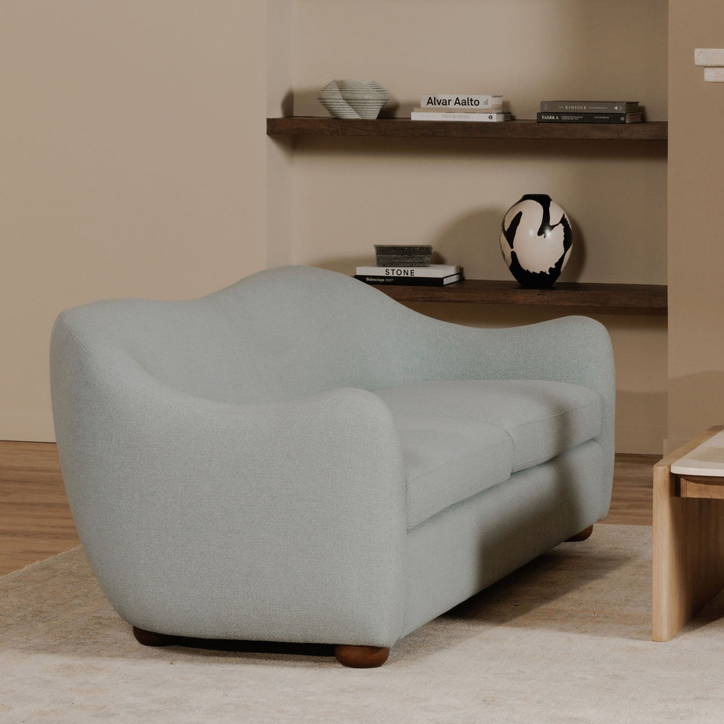 Elwood 88" Sofa, Mist Blue Performance Weave