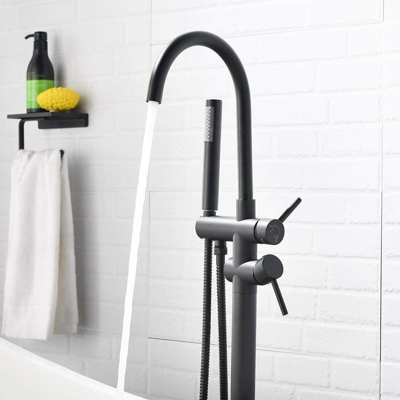 Wingard 1 Handle Floor Waterfall Faucet Bath Filler with Diverter