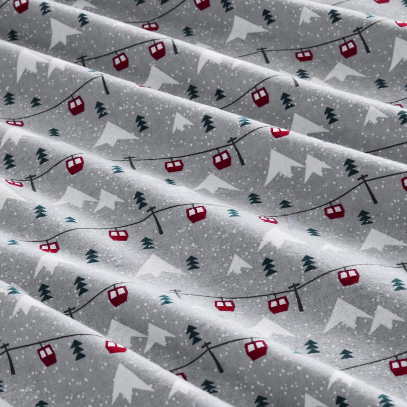 Drap-housse gris 4 pièces en drap de flanelle 100% coton gris, Édredon simple + 3 pièces supplémentaires