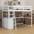 Multifunction Wooden Loft Bed With Desk And Shelves,Two Built-In Drawers-178762407-178762406