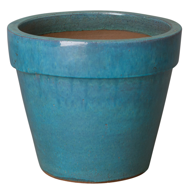 Pot à fleur en argile Divina, H 16 po x l 18 po x P 18 po, Bleu sarcelle