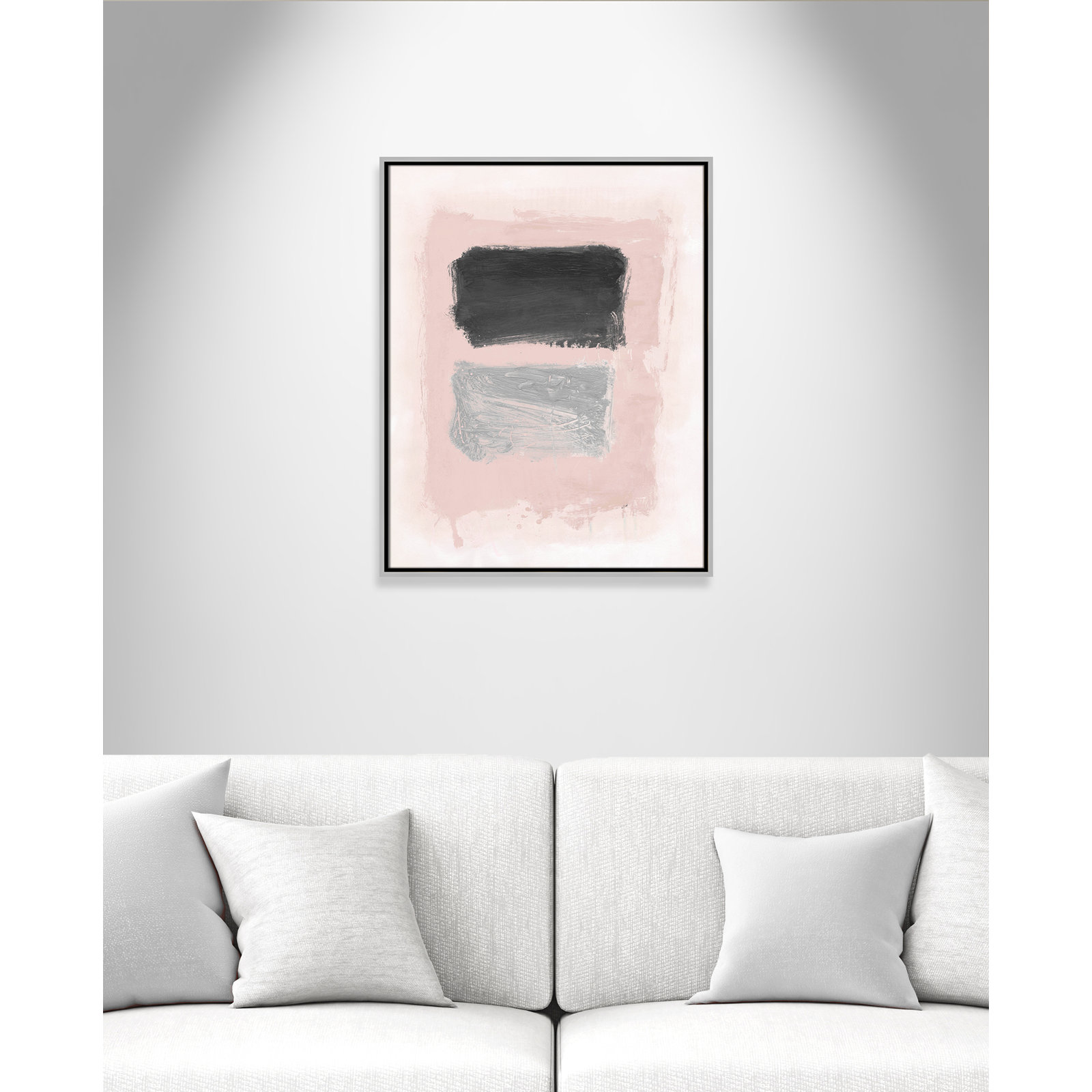 Gabor "Pink, Black and Silver Shimmer I" Print, 29.5" H x 23.5" W x 2" D, Silver