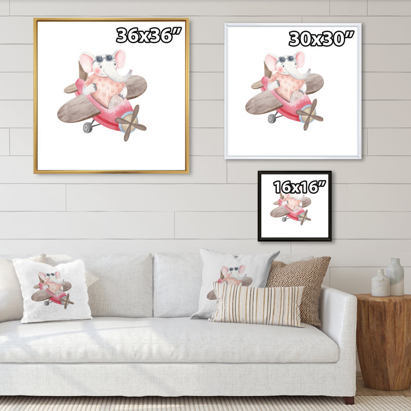 Mignon enfants éléphant volant, L 16 po x H 16 po x P 1 po, Cadre flottant veige