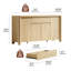 Buffet en bois naturel moderne de 63 po avec 4 portes et tablettes réglables pour la cuisine Abdullah Jarne