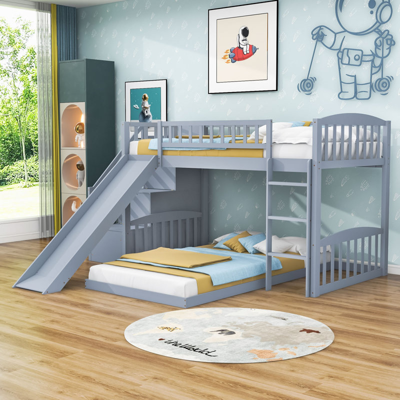 Gissela Kids Twin Over Twin Bunk Bed, Gray