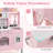 Play Kitchen with 3 Adjustable Heights, Microwave, Stoves, Sink, Oven, Ice Maker Pink-123383404