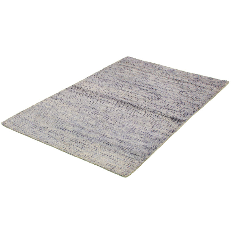 Tapis unique en laine noué à la main gris nouvel âge Indo marocain de 5 pi 3 po x 8 pi Grogan