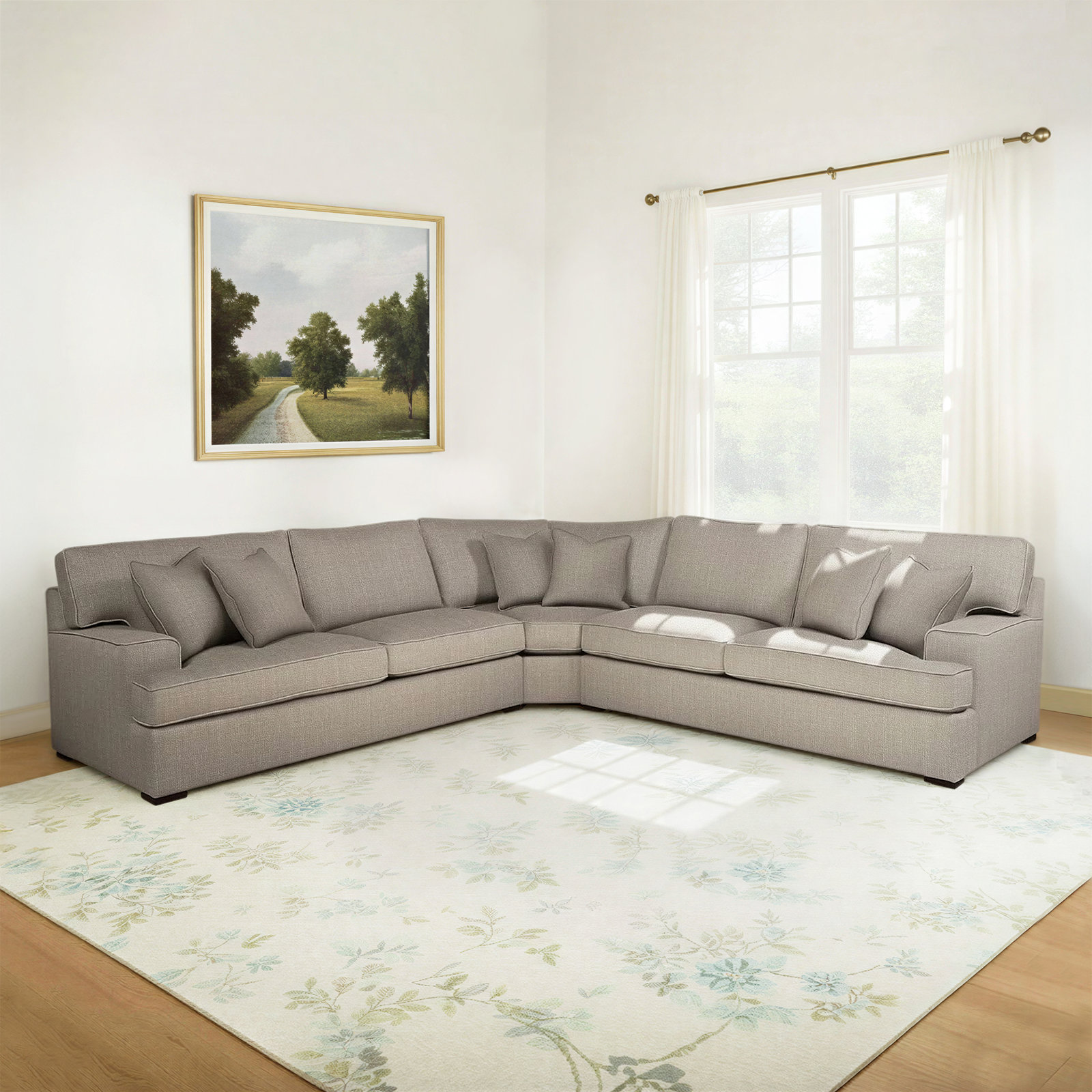 Sadie L-Sectional, Stone Crypton Performance; 0884-83, Black