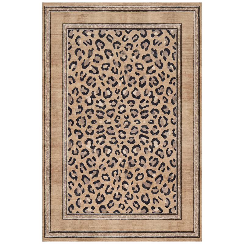 Tapis lavable en avoine à motifs animaliers, couleur crème, noir et beige, antidérapant, à poils courts, pour intérieur et extérieur, idéal pour le salon, la chambre, la salle à manger, l'entrée, le couloir ou le bureau. Convient aux animaux de compagnie.