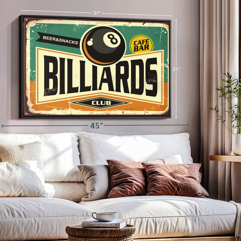 "Loisirs et mode de vie", impression sur toile "Billiards Club", H 25 po x l 37 po