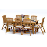 6 Seats 7 Pcs Grade-A Teak Wood Dining Set: 83" Rectangle Table And 6 Marley Folding Reclining Arm Chairs #11MR1806
