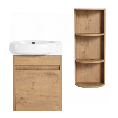 Meuble-lavabo à fermeture en douceur avec lavabo et support de rangement, 16 po pour petite salle de bain