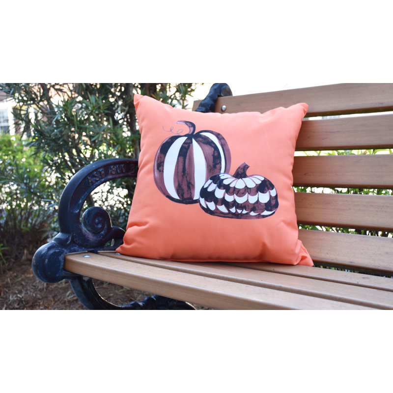 Witches Brew Outdoor Reversible Throw Pillow, 18" x 18", Orange