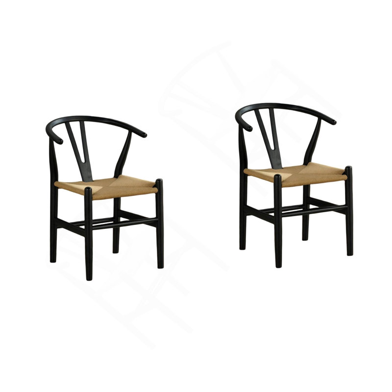 Chaise de salle à manger en bois noir 2 pièces