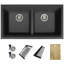 Évier de cuisine 33 po x 18 po en composite de granite, encastré à double cuve 50/50 avec accessoires encastrés-62240464