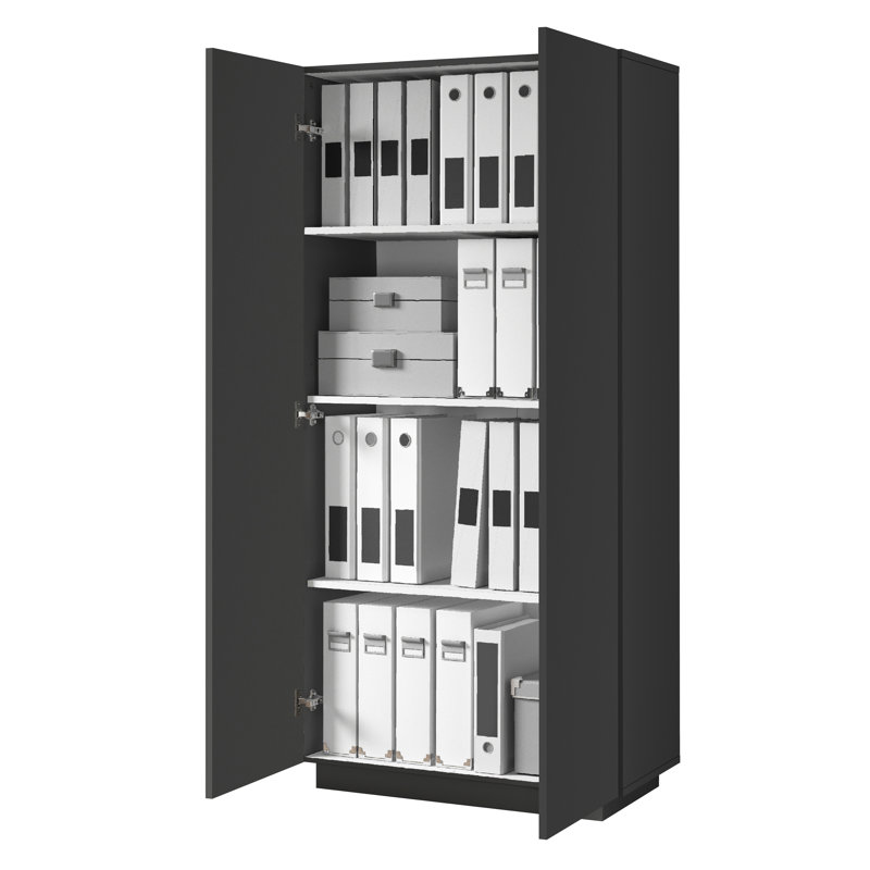 EASY 2 -Door 3 -Shelf Storage Cabinet, Black