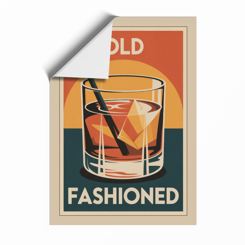 Old Fashioned Cocktail Art Deco - Framed Print, A2 - 59.4 x 42.0 cm, Unframed