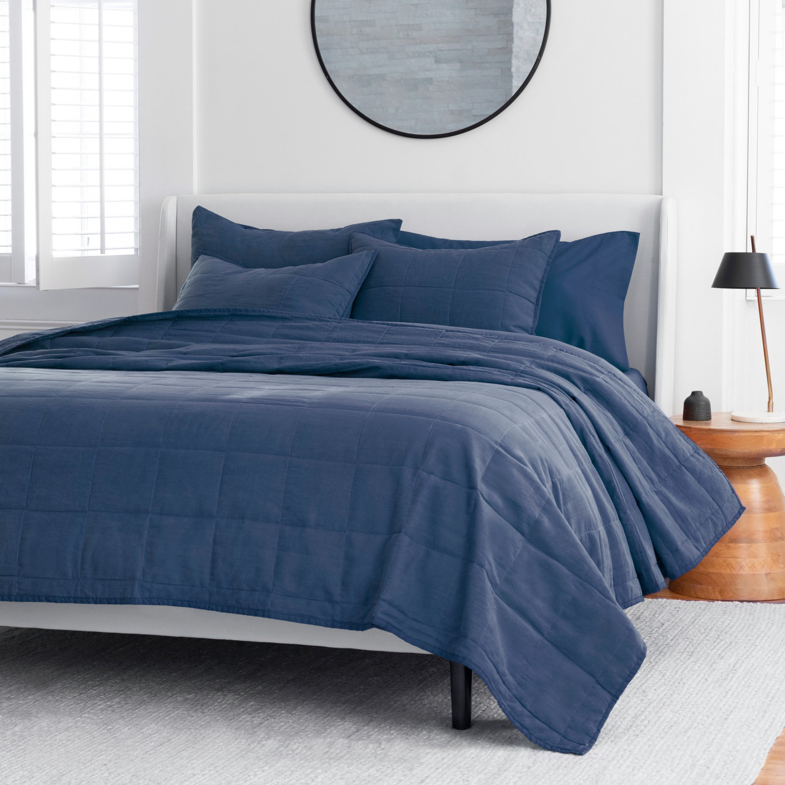Kamau Linen Quilt Set, King, True Navy
