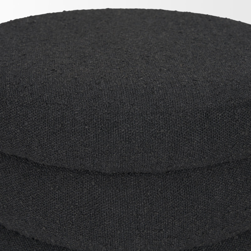 Luvern Upholstered Ottoman, Black Polyester Blend