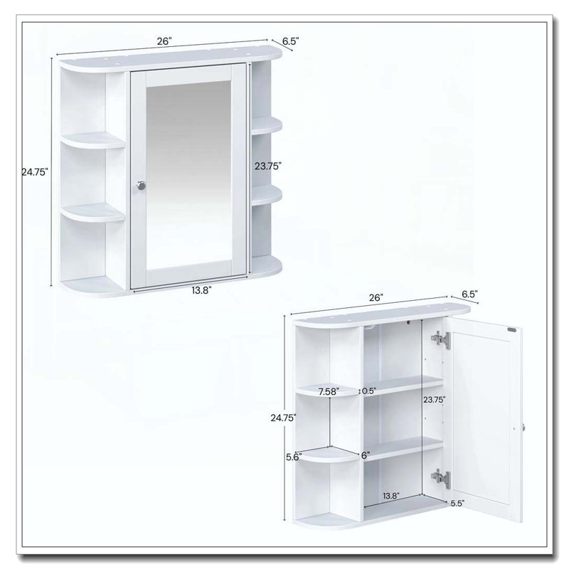 Bathroom Storage Cabinet, White-Wall Storage