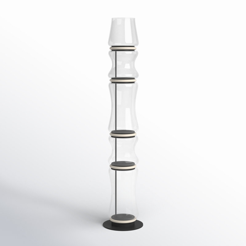 Poinsettia 62'' Matte Black LED Column Floor Lamp