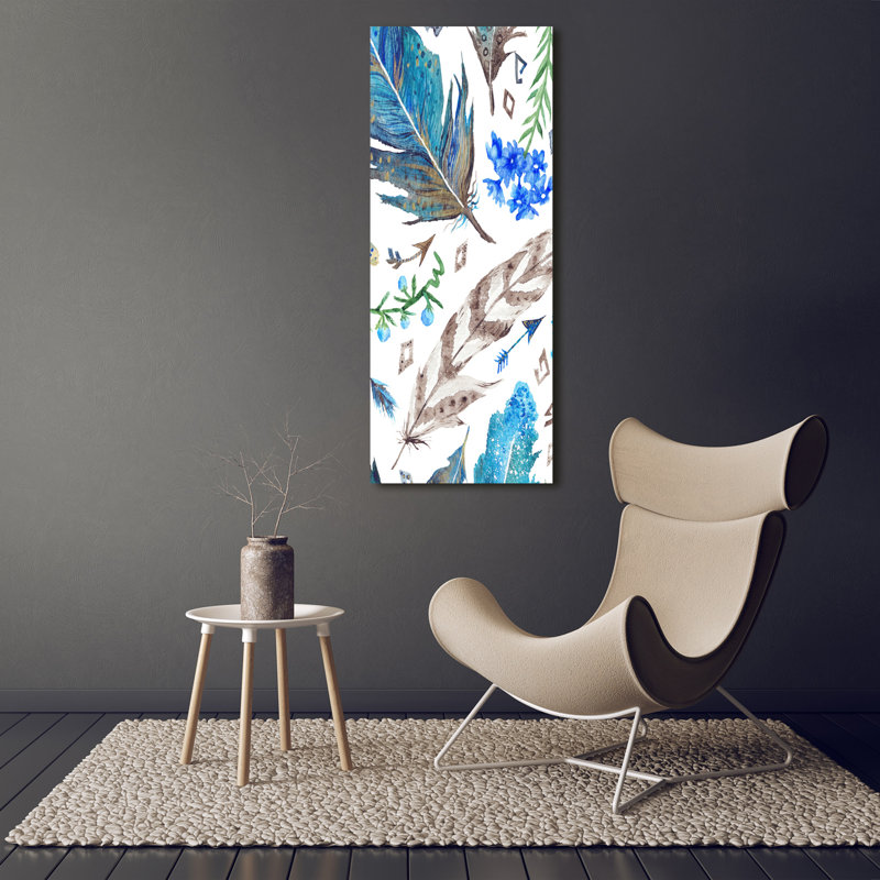 Feathers And Flowers - Wrapped Canvas Print