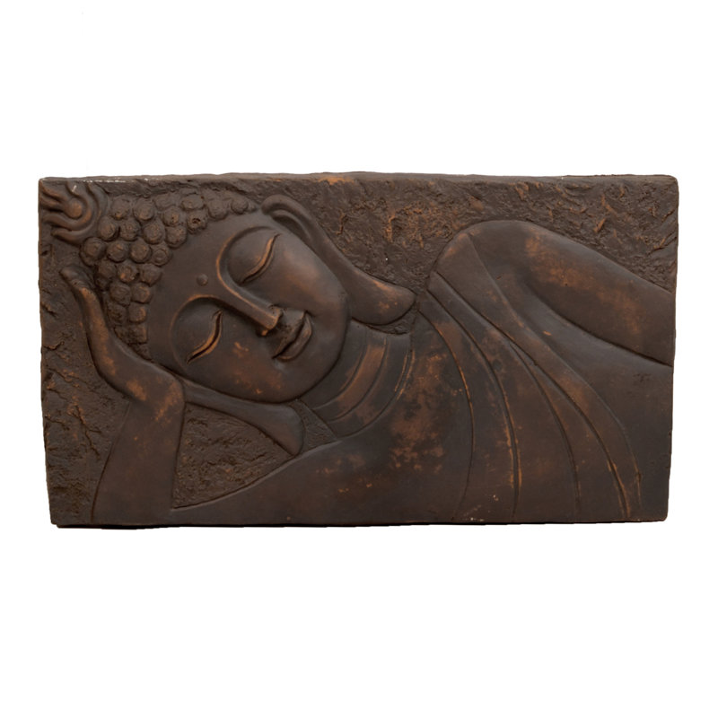 BUDDHA Plaque Landscape 31cm Bronze Effect