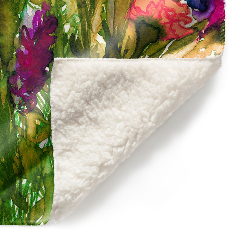 Couverture de sherpa doux insurgence i floral, l 51 po x L 60 po, Vert / moutarde / mauve