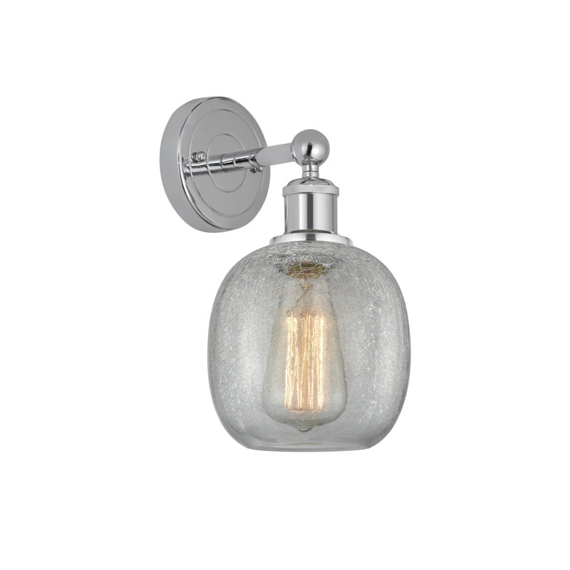 Cheraw Armed Sconce, Clear Crackle, Polished Chrome