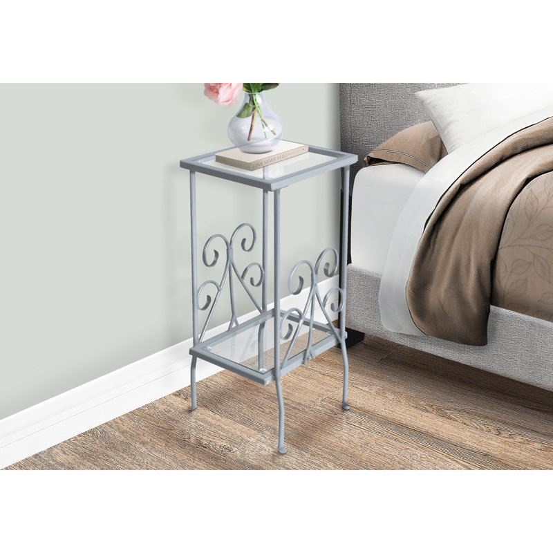 Table d'appoint polyvalente avec structure en métal gris - tablettes en verre trempé pour toute pièce de couleur