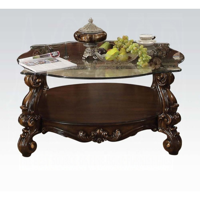 Glass Top Coffee Table, Cherry Oak
