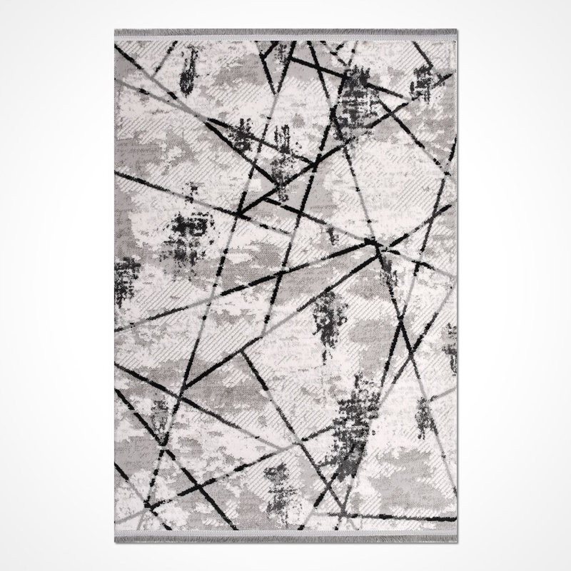 Modern/Abstract Gray Machine Washable Non-Slip Area Rug, Rectangle 2'8" x 5'