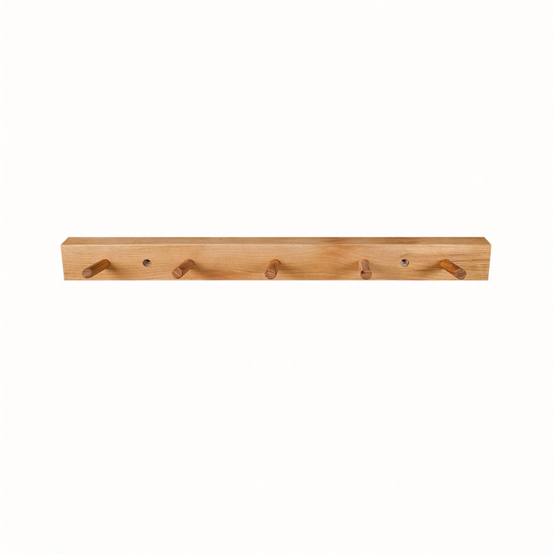 Wall Mounted Coat Rack, Natural Hickory, 2" H x 19.75" W x 0.75" D