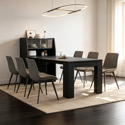 Table de salle à manger pliante 7 pièces multifonctionnelle avec rangement latéral pouvant accueillir 6 à 8 personnes et offrant une conception compacte 2 en 1 avec portes coulissantes en verre, idéales pour les cuisines et les salons
