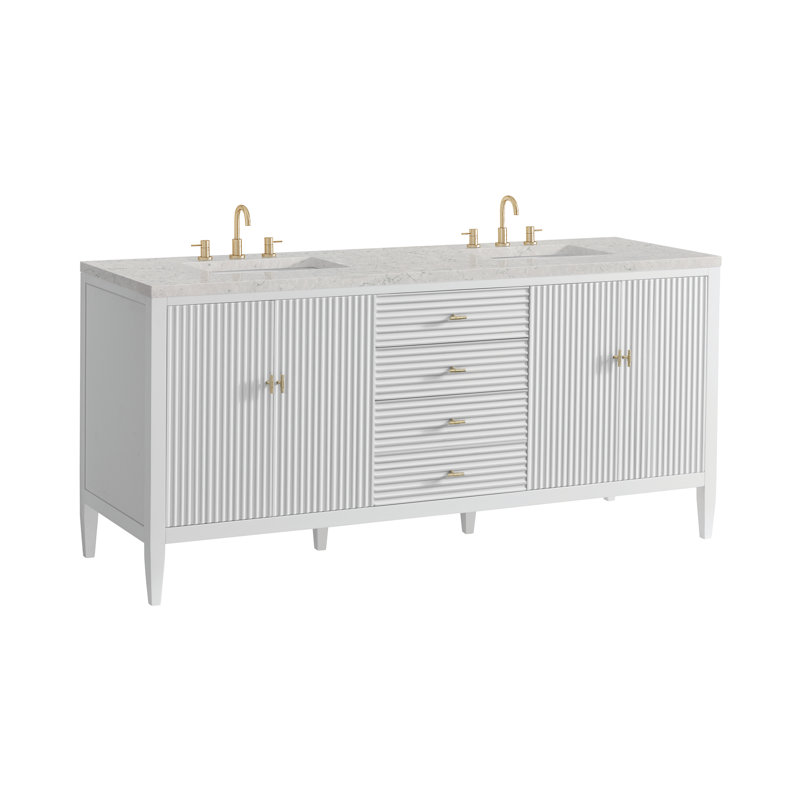 Myrrin 72'' W Double Vanity, Eternal Jasmine Pearl, Bright White, 8" Widespread