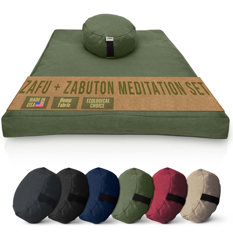 Ensemble de coussins et de tapis de méditation - Coussin de méditation Zafu en sarrasin biologique avec coussin de sol en zabuton naturel