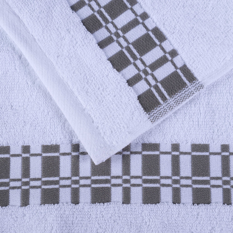 Ensemble de serviettes géométriques assorties 3 pièces Davis Larissa, Blanc / gris