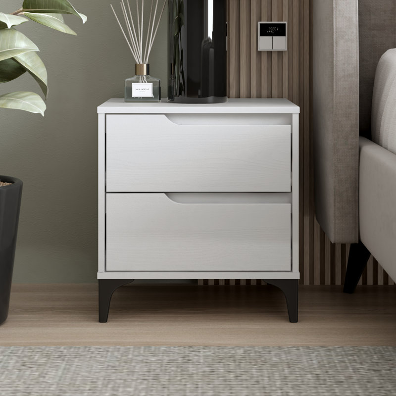 Norcross 20" 2 Drawer Nightstand, White