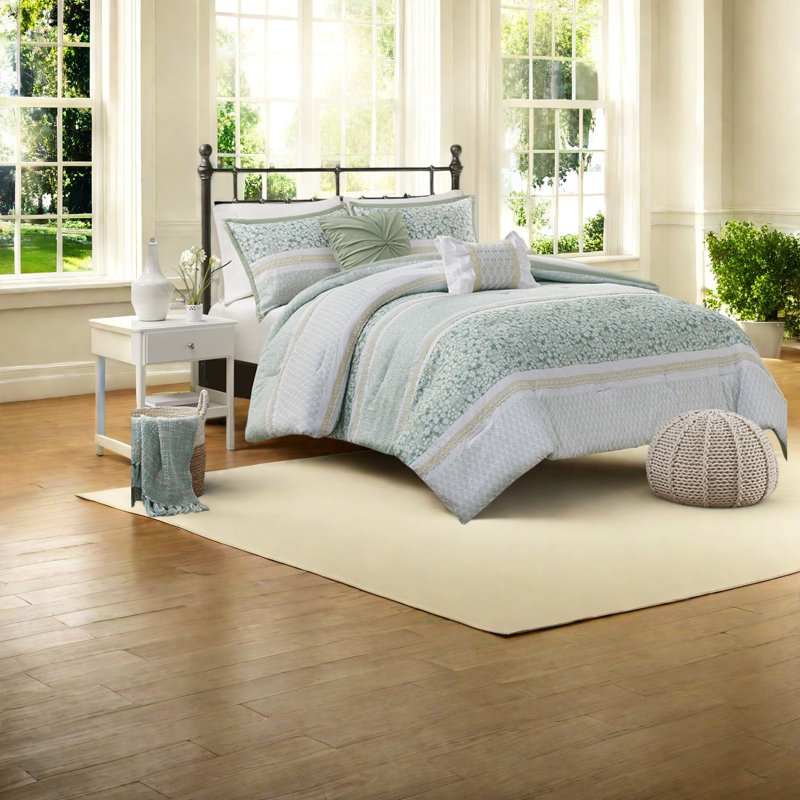 Ensemble de literie en polyester Seersucker, confort campagnard pour la maison