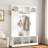Modern Hall Tree With Adjustable Shelves, Side Cabinets, Top Compartments And Hooks-1723367799