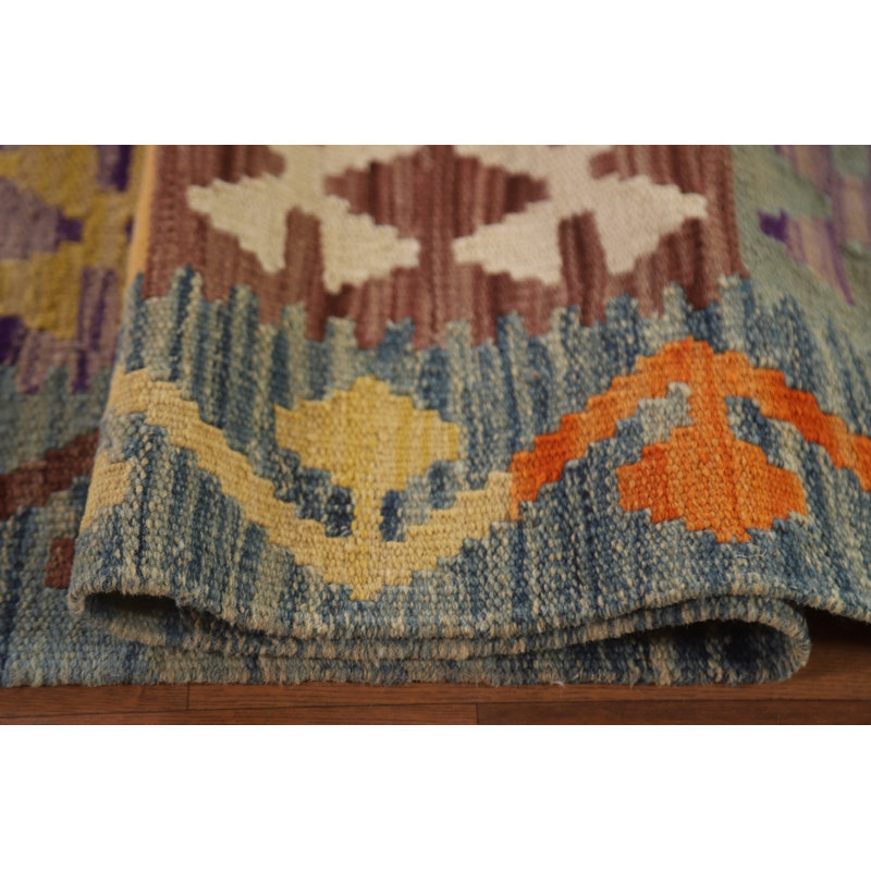 Tapis géométrique à motif oriental kilim 8 x 12